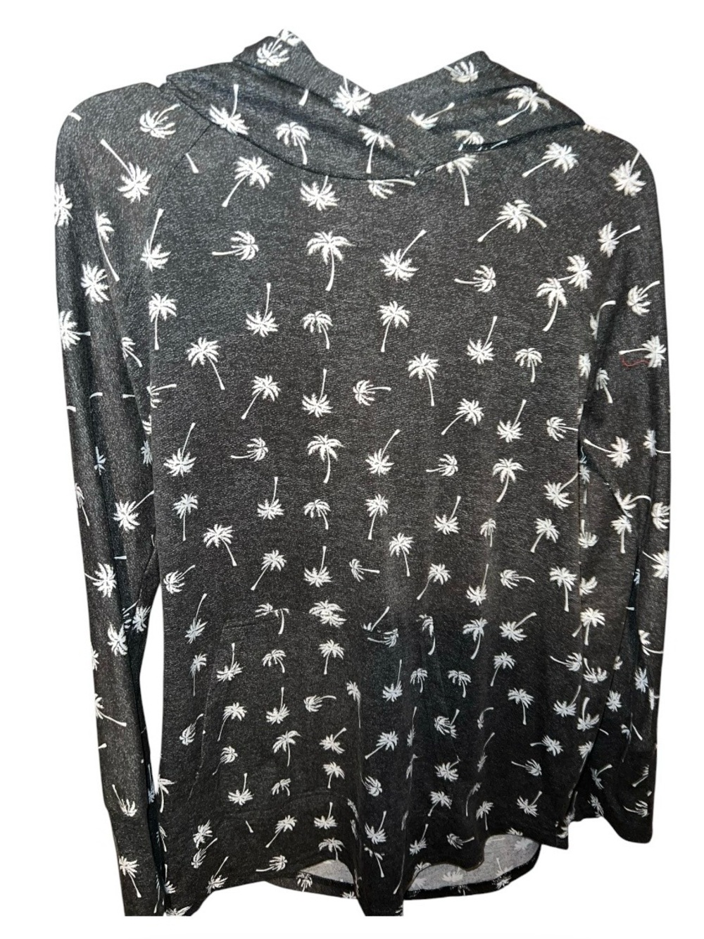 LulaRoe Amber Charcoal GreyPalm Tree Print Hooded Top